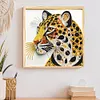Papier quilling l&eacute;opard-sp&eacute;cial forme diamant peinture-30*30cm