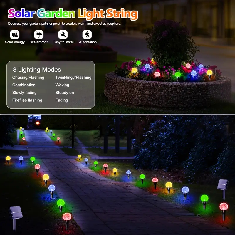 Tegooe Solar Bubble Ball Pathway Stake Lights - Waterproof Garden Decoration