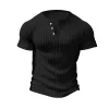 Men's Slim Fit Short Sleeve Henley T-Shirt - Perfect for Casual and Active Wear by Inlyline