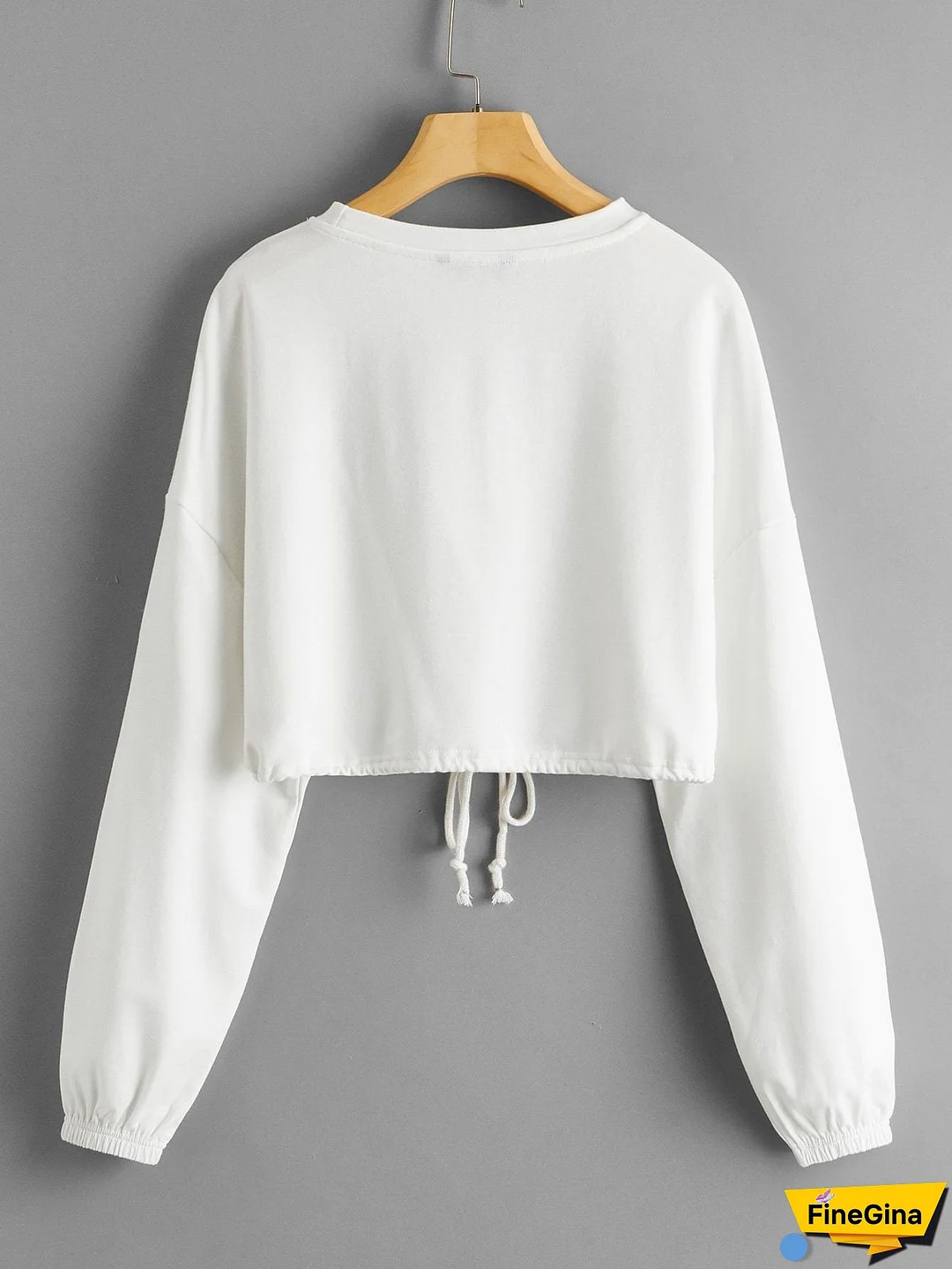 Drop Shoulder Drawstring Hem Pullover