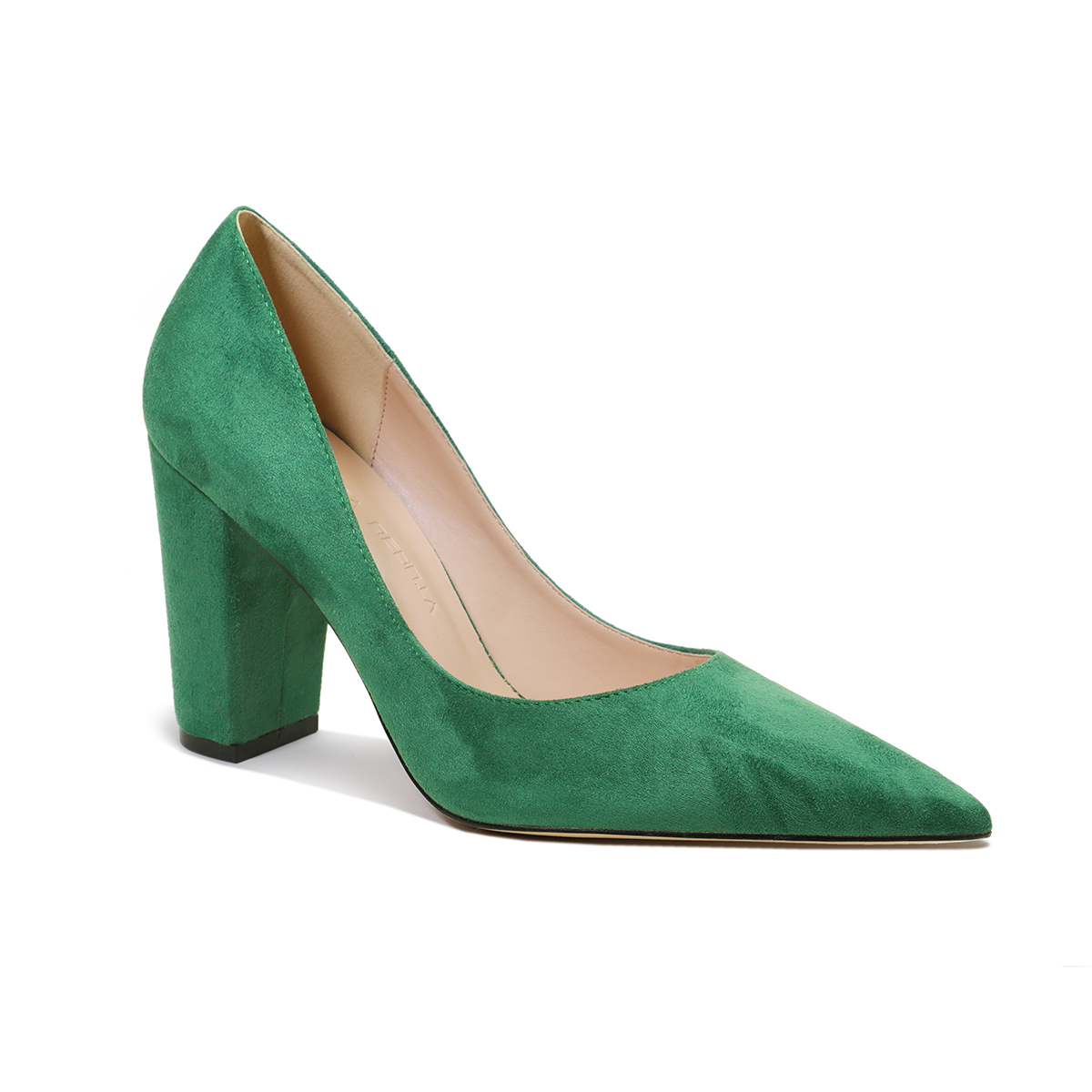 3.5" Women's Chunky Heels Shoes Comfortable Middle Block Heel Matte Pumps-MERUMOTE