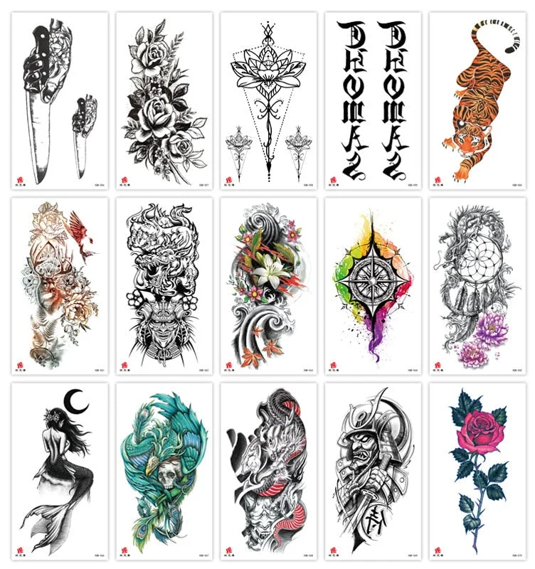 Tattoo Applique Arm Men and Women Small Full Arm Waterproof Tattoo Sticker Symbol Totem Animal Skull Text Tattoo Sticker