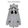 Japanese Mine Style Mass-produced Bow Cat Ear Plush Cute Winter Jacket Coats Loose Zipper Hooded Plush Hoodies Sweatshirt Women