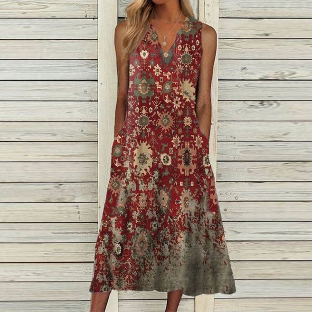 Popular Sleeveless V-Neck Midi Dress