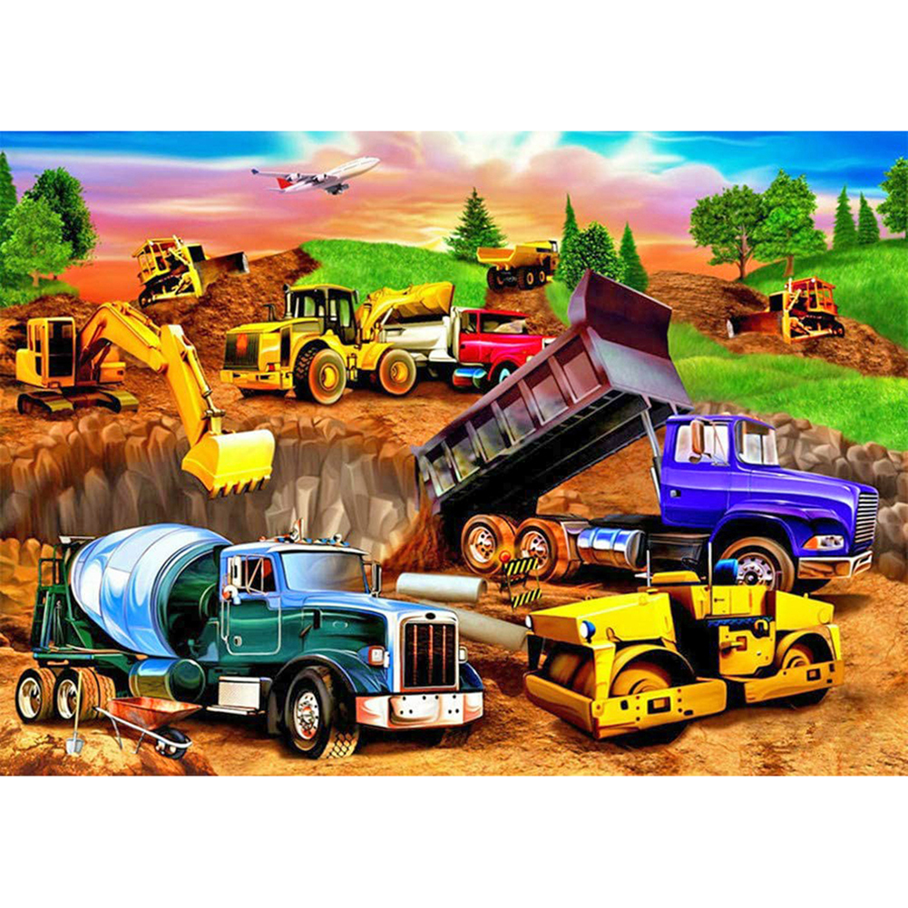 

40*30CM - Round Drill Diamond Painting - Excavator, 501 Original