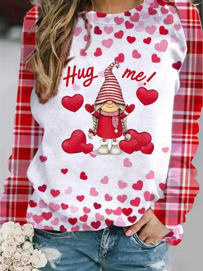 Women's Long Sleeve Scoop Neck Love Printed Graphic Tops