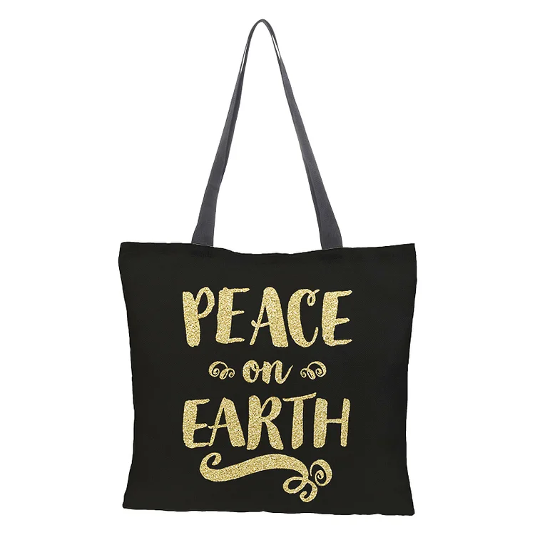 Linen Eco-friendly Tote Bag - Christmas letter
