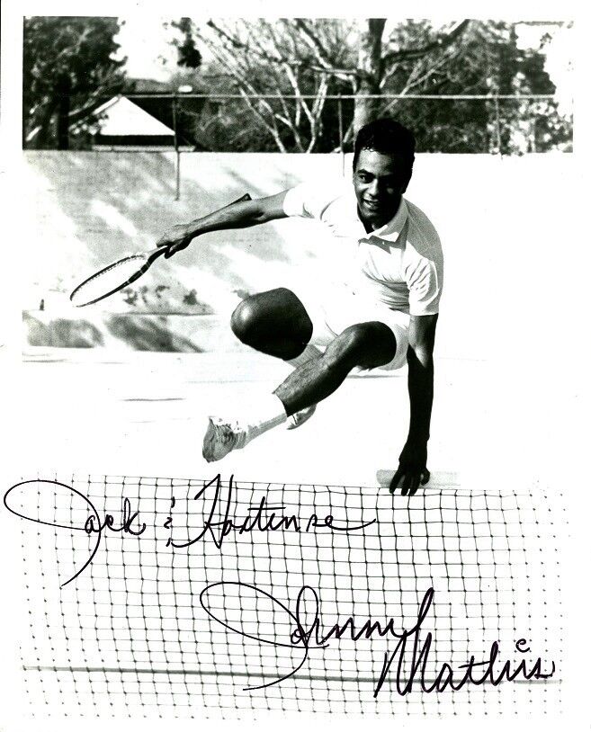 JOHNNY MATHIS Signed Photo Poster painting Playing Tennis