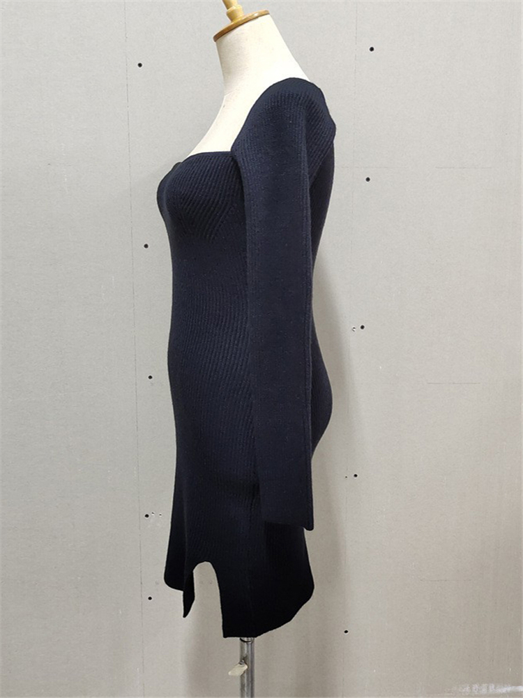 Ootddress Knit White Dress For Women Casual Long Sleeve Sweater Dress Female Slim Bodycon V-Neck Mini Dresses Spring 2025