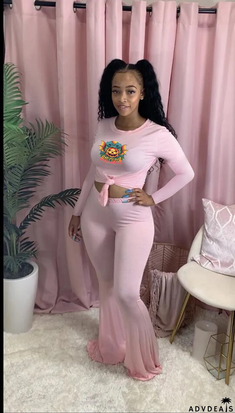 Fashion Crew Neck Print Casual Suit