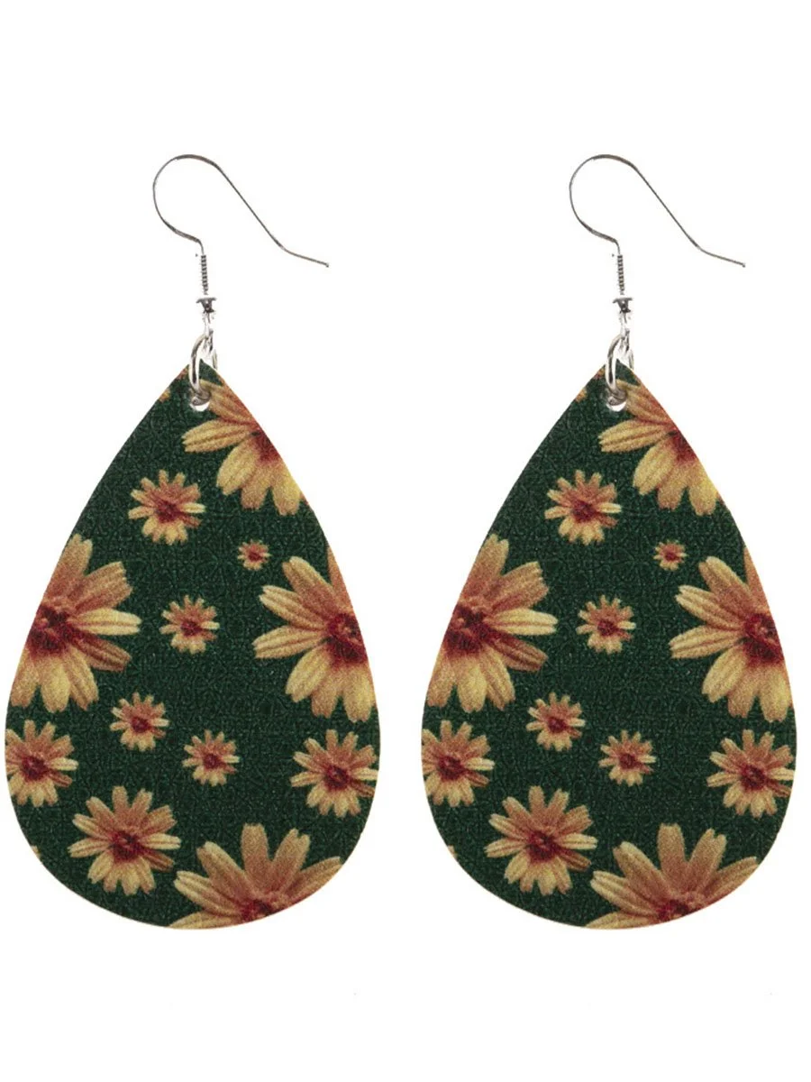 Sunflower Leather Earrings