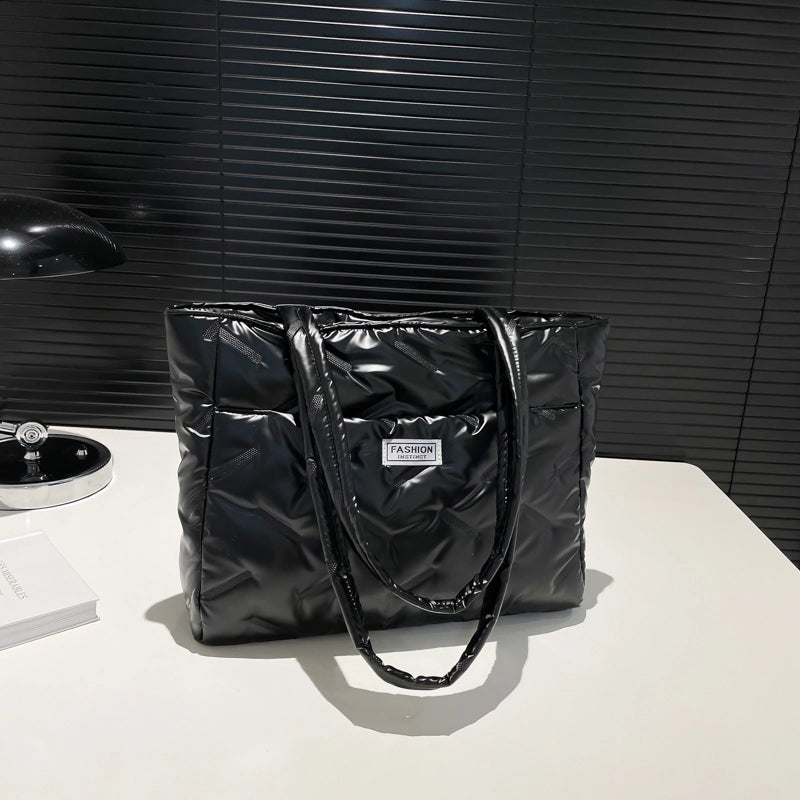 Women’s Medium Cloth Solid Color Streetwear Square Zipper Shoulder Bag Tote Bag