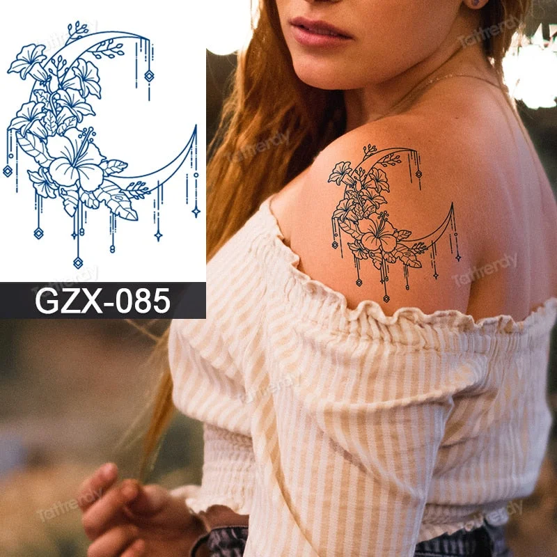 Juice Ink Natural Tattoo Water Transer Long Lasting Blue Semi-permanent Temporary Tattoos Small Hand Sleeve Armband Painting