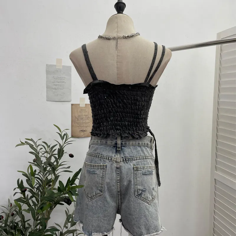 Nigikala Nigikala Wasteland Hottie Wearing Sling Vest To Do Old Hole Tie Dye With Chest Cushion Short Sleeveless Top 1662