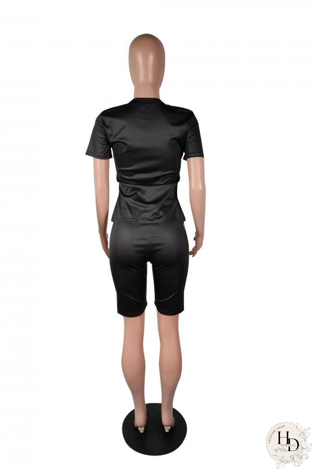 Wine Red Casual Fashion Slim fit Two Piece Suits Letter Solid Regular Short Sleeve