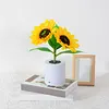 A sparkling sunflower lamp a twinkling sunflower tree three-color lighting realistic 3D design USB c