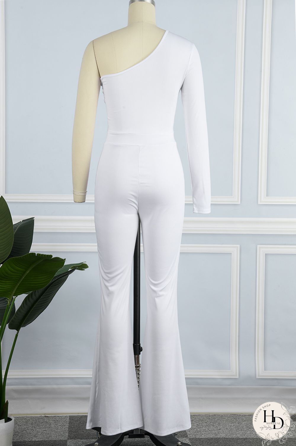 Black Sexy Casual Solid Patchwork Backless Oblique Collar Skinny Jumpsuits