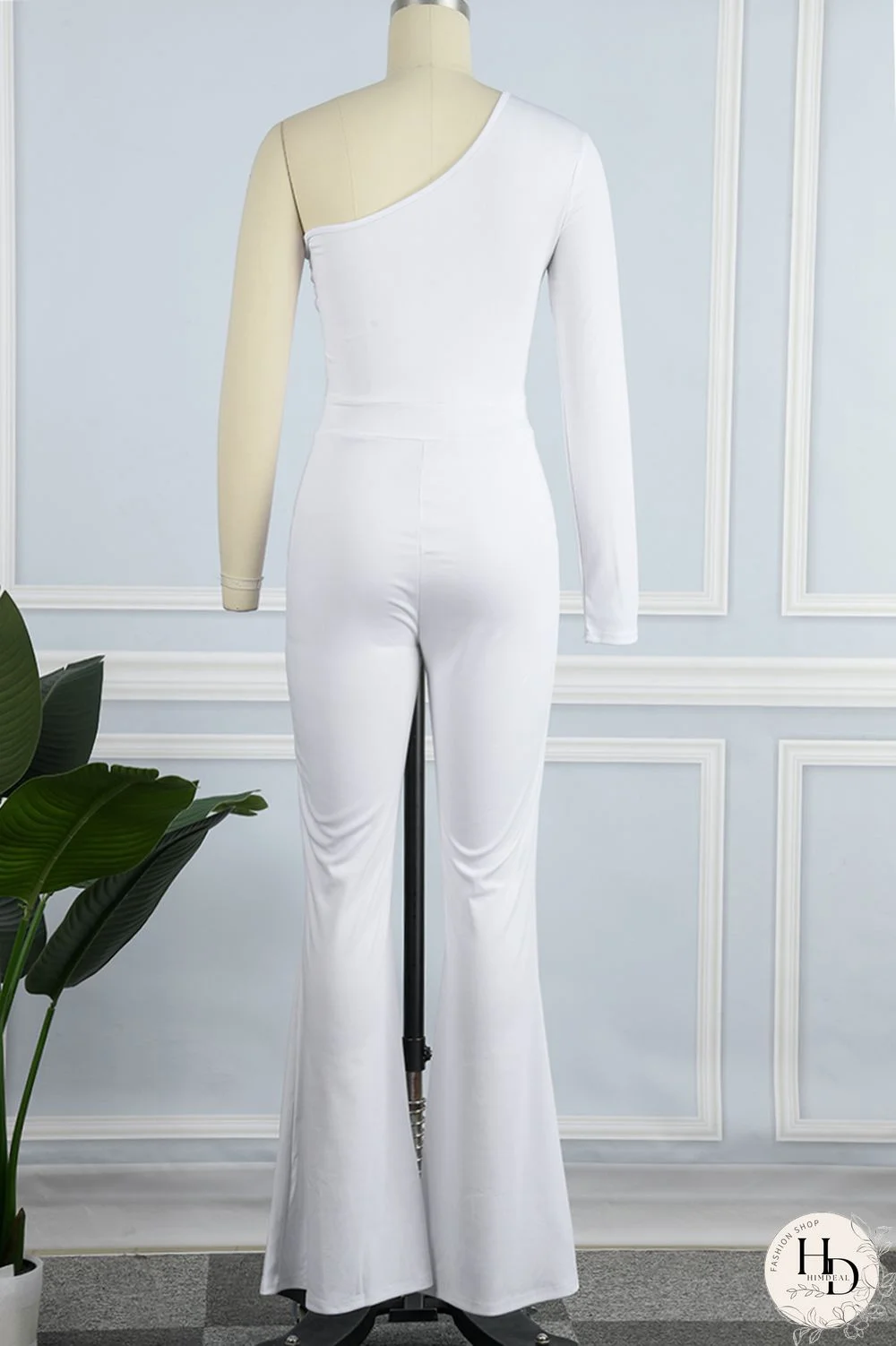 Black Sexy Casual Solid Patchwork Backless Oblique Collar Skinny Jumpsuits