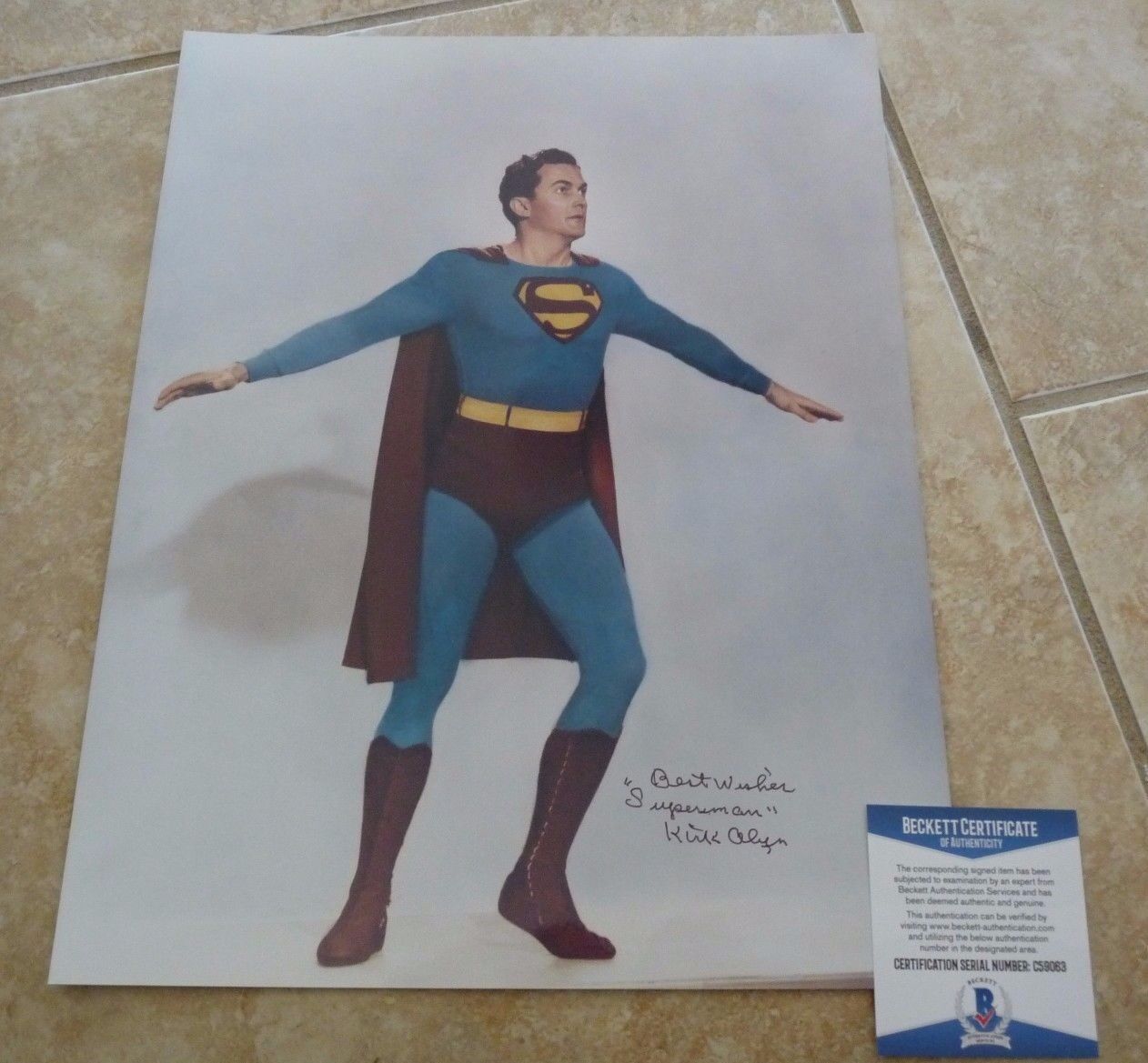 Kirk Alyn 1st DC Superman Signed Autographed 11x14 Photo Poster painting Beckett Certified #2