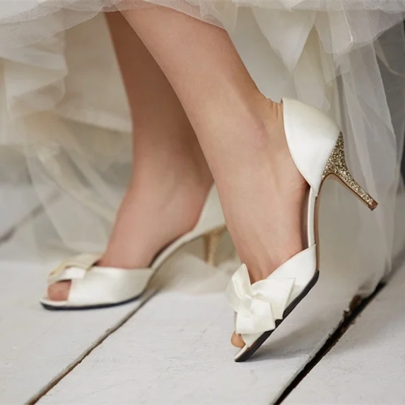 Anita Ivory Satin Dyeable High Heel Wedding Shoe | Dresses 2 Impress U