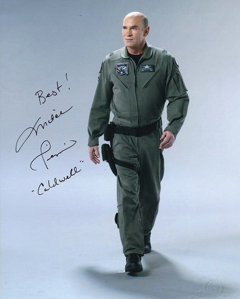 Mitch pileggi signed autographed stargate atlantis steven caldwell Photo Poster painting