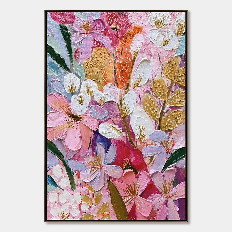 BLOOMING RHAPSODY: Textured Impasto Floral Oil Painting（Canvas painting）