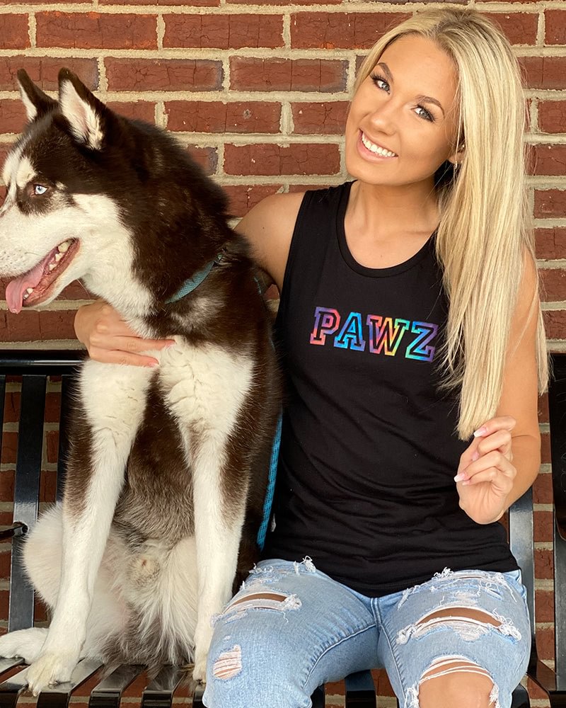 Pawz Rainbow College Black Muscle Tank