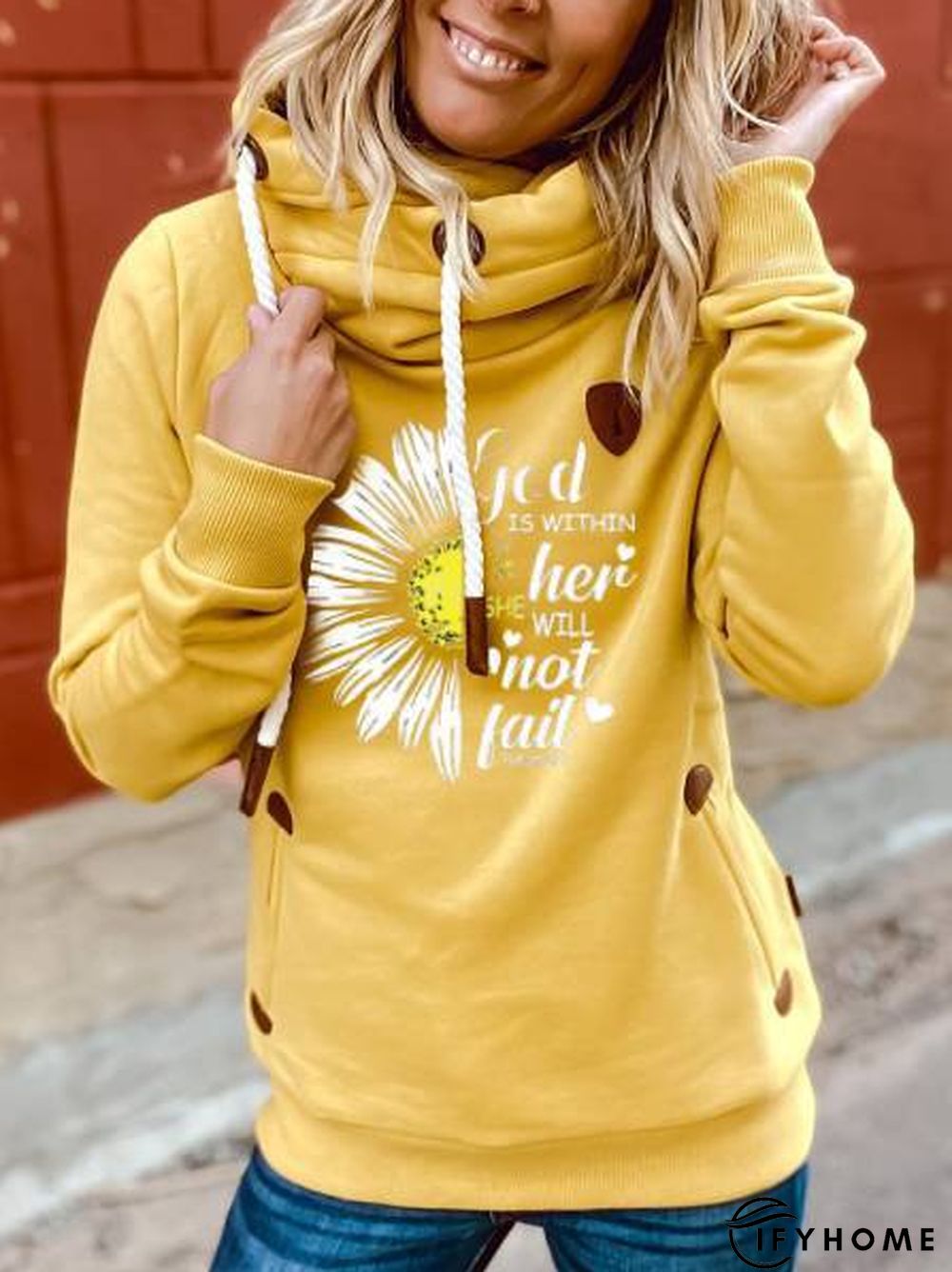 Yellow Shift Floral Casual Cotton Sweatshirt | IFYHOME