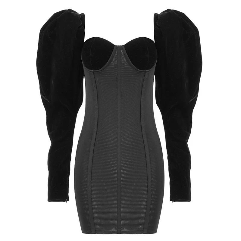 Long Sleeve Off Shoulder Puff Sleeve Evening Dress-zachics