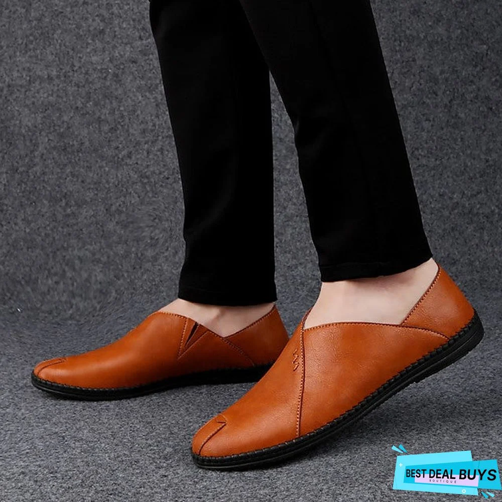 Men's Leather Shoes Nappa Leather / Cowhide Spring & Summer Casual Loafers & Slip-Ons Breathable Black / Light Red / Dark Brown / Driving Shoes