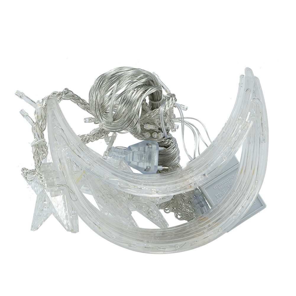 

LED Curtain 8Mode Star Moon Fairy-Curtain String Night Light, Eu plug+warm light, 501 Original
