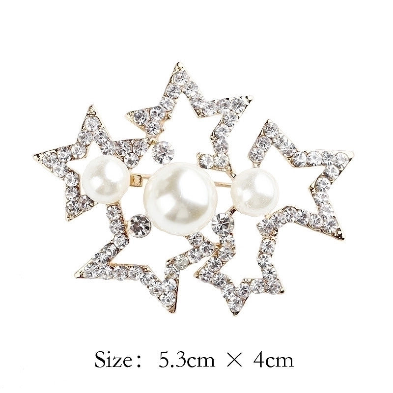 Elegant Pin Star Flower Snowflake Imitation Pearl Alloy Rhinestone Women’S Brooches