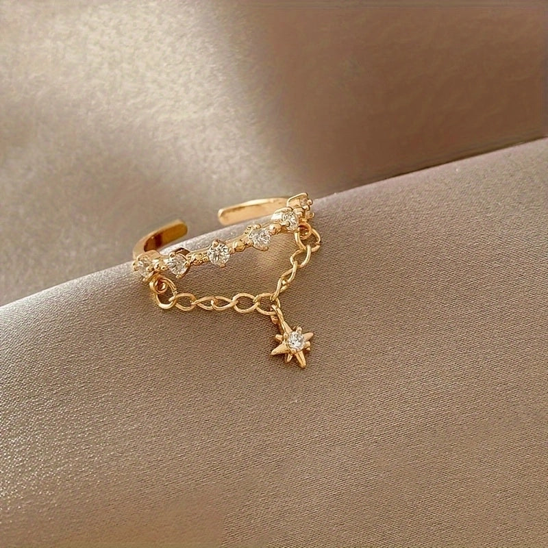 Copper Tassel Charm Rings Open Rings