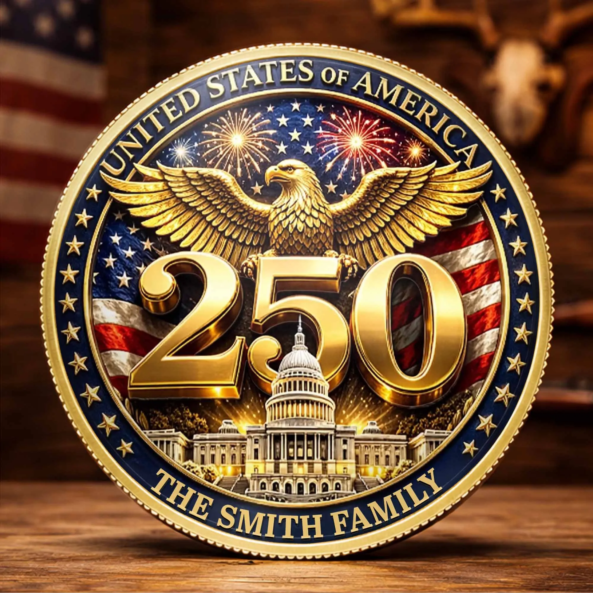 United States Of America The Family Eagle Capitol Building - Custom Commemorative Coin - INDE162_KCOIN