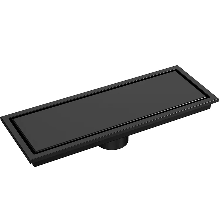 SFS-3067-BK The EVERSTEIN matte black 11.8 inches x 4.3 inches rectangular stainless steel floor drain