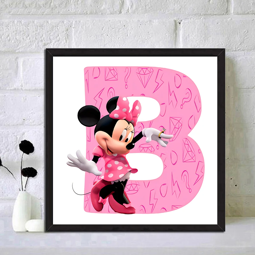 Full Round Diamond Painting 30*30cm - Letter B With Mickey Mouse
