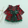 Kid Baby Girls Toddler Red Plaid Bow Dresses Christmas Party Dress