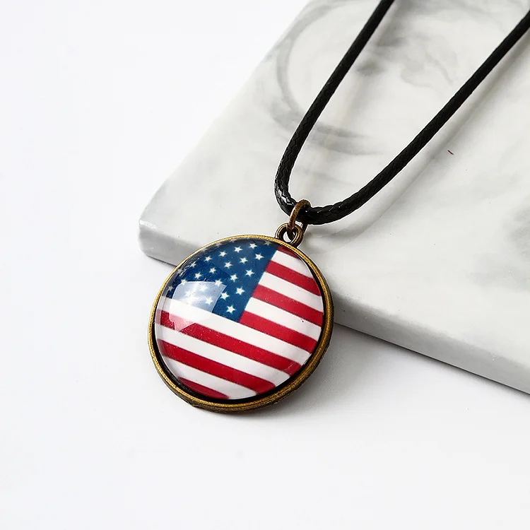 Comstylish Fashion American Flag Necklace