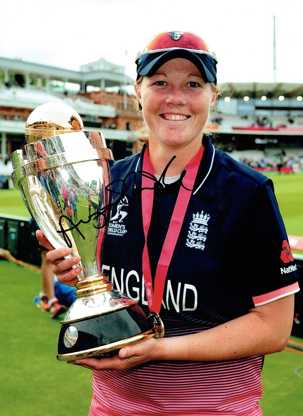 Anya SHRUBSOLE Signed Autograph 16x12 ENGLAND Womens Cricket Photo Poster painting AFTAL COA