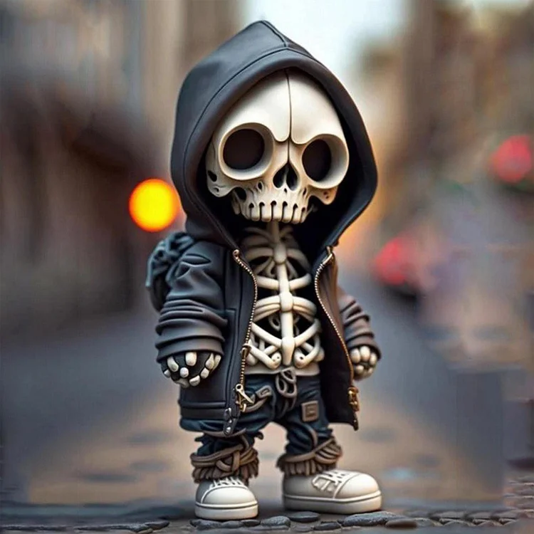 Resin Halloween Skull Dolls Crafts Gothic Sweatshirt Skeleton Man Sculpture Art (E)