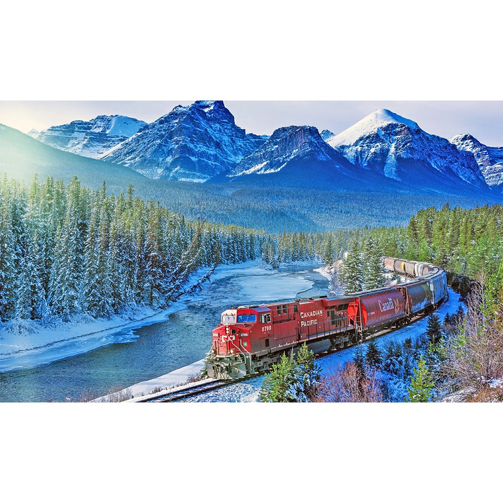 Train Snow Mountain - Full Square - Diamond Painting(45*75cm)