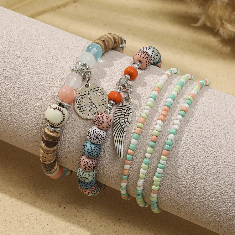Wing Pendant Layered Bracelet