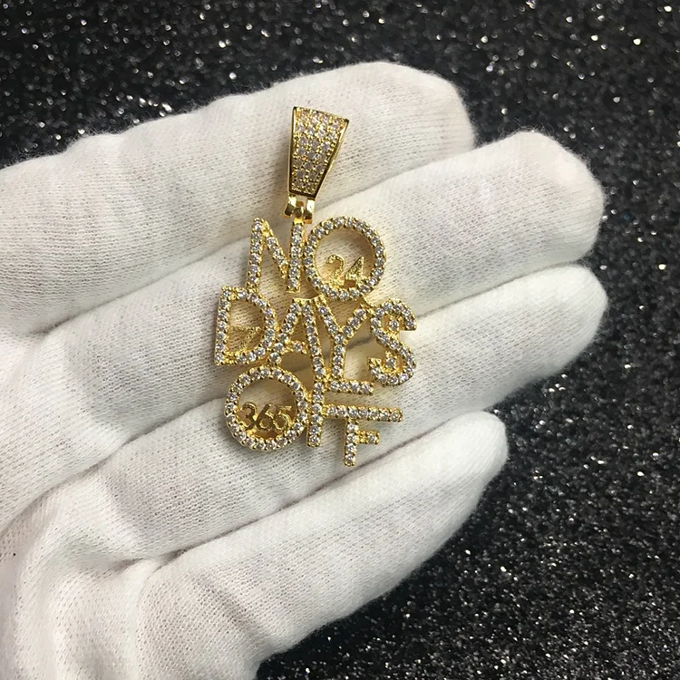 NO DAYS OFF Pendant Iced Out Rhinestone Jewelry