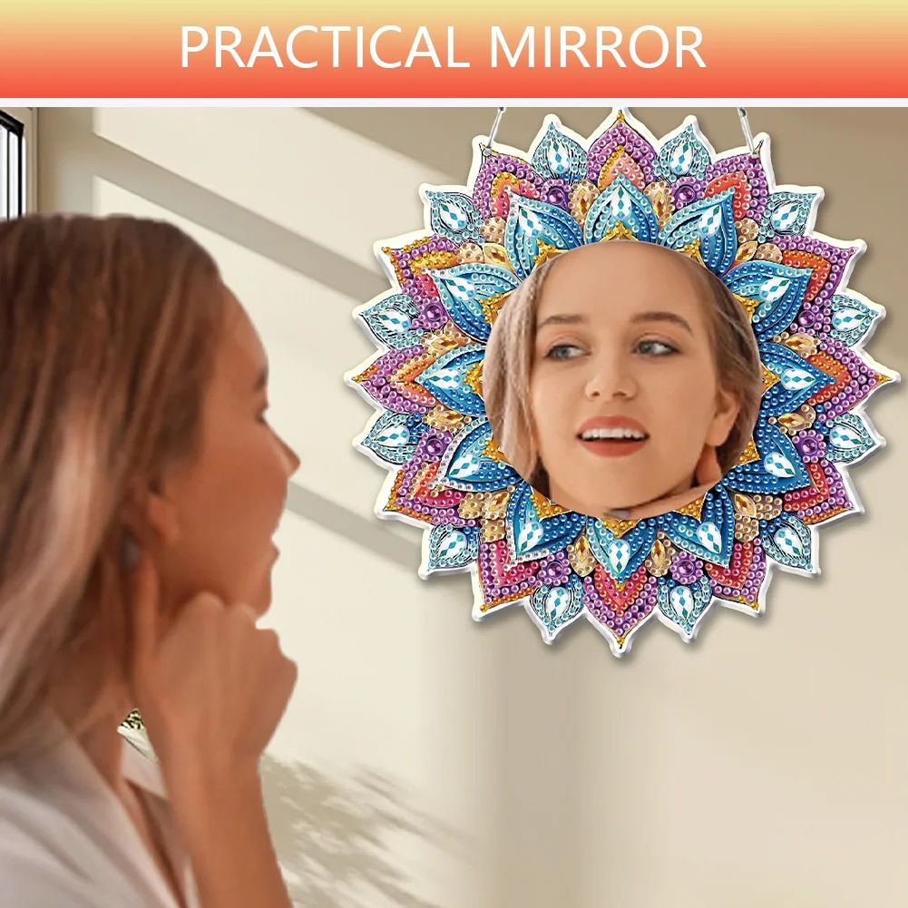 Mandala DIY Diamond Painting Mirror Kit Diamond Art Makeup Mirror for Beginners