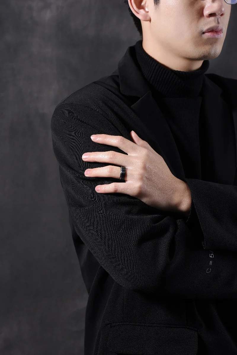 6MM 8MM Women's Or Men's Blue Grey and Black Triple Tone Tungsten Carbide Wedding Rings Pipe Cut Flat Edges