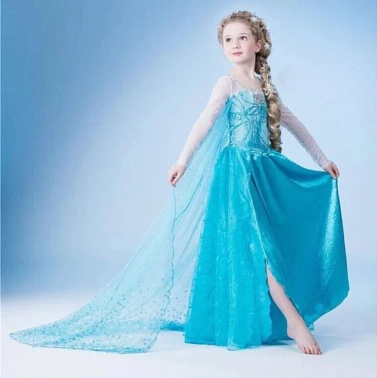 Girls Dress Cartoon Cosplay Snow Queen Princess Dresses Elsa Dresses Anna Costume Baby Children Clothes TuTu Kids Clothing