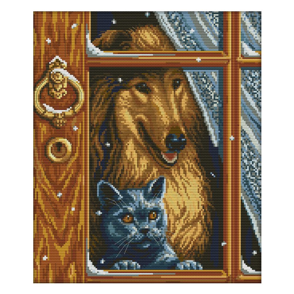 

In The Window - 14CT Stamped Cross Stitch - 34*38cm, 501 Original