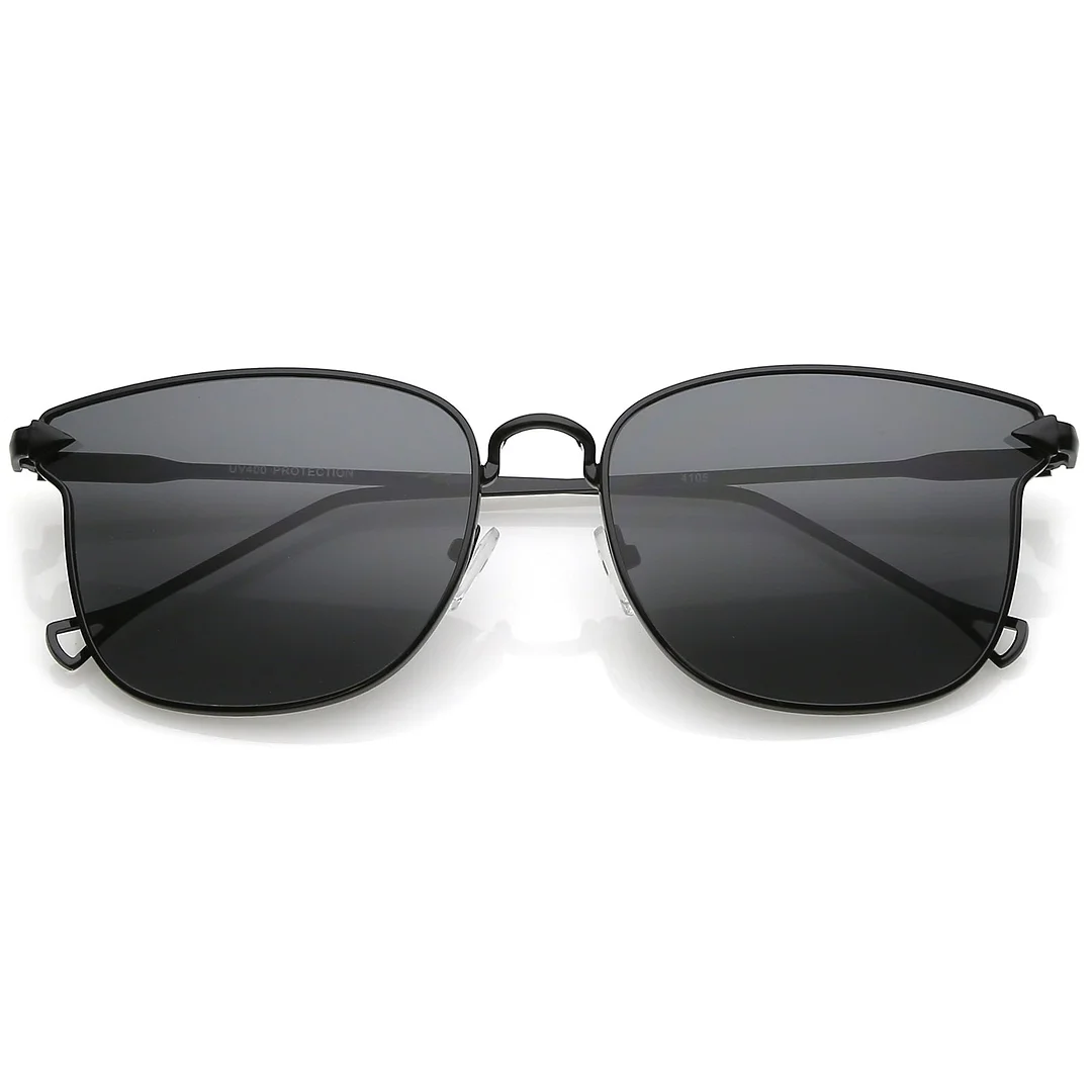 Modern Metal Square glasses With Flat Lenses And Slim Hook Arms 55mm