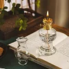  Kerosene Oil Lamps Glass Kerosene Lamp Classic Indoor Hurricane Lantern with Handle Oil Lamp Vintage Glass Kerosene Wick with Fire Control Knob portable