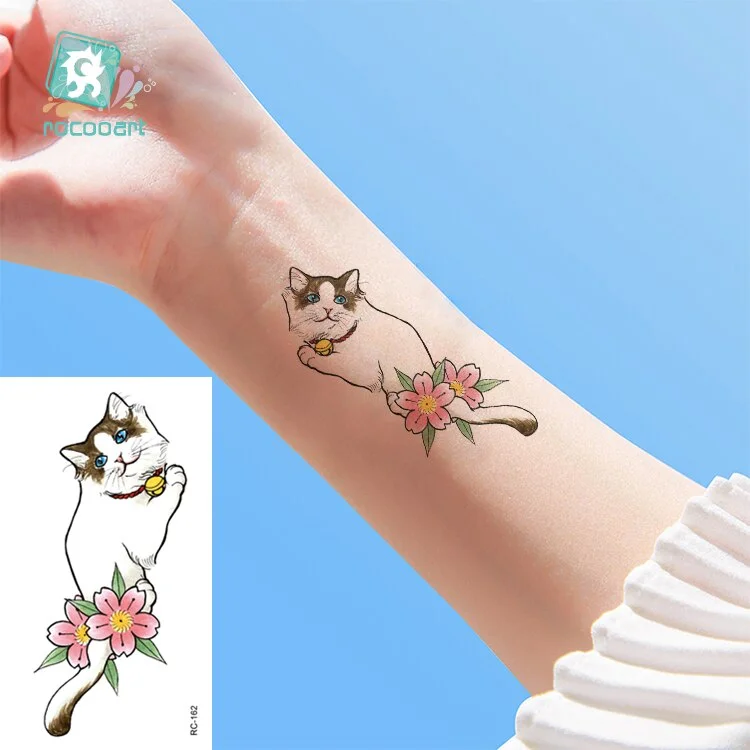 Rocooart Animal Waterproof Temporary Tattoo Sticker Flamingo Cat Fox Tatoo Body Art Women New Fake Taty Tatuaje Cute Small Tatto